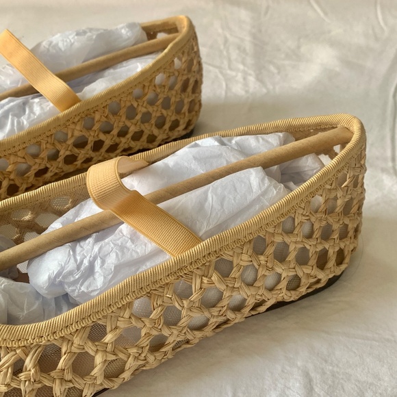 Loeffler Randall Leonie Woven Ballet Flats Natural 7.5 - Picture 4 of 9